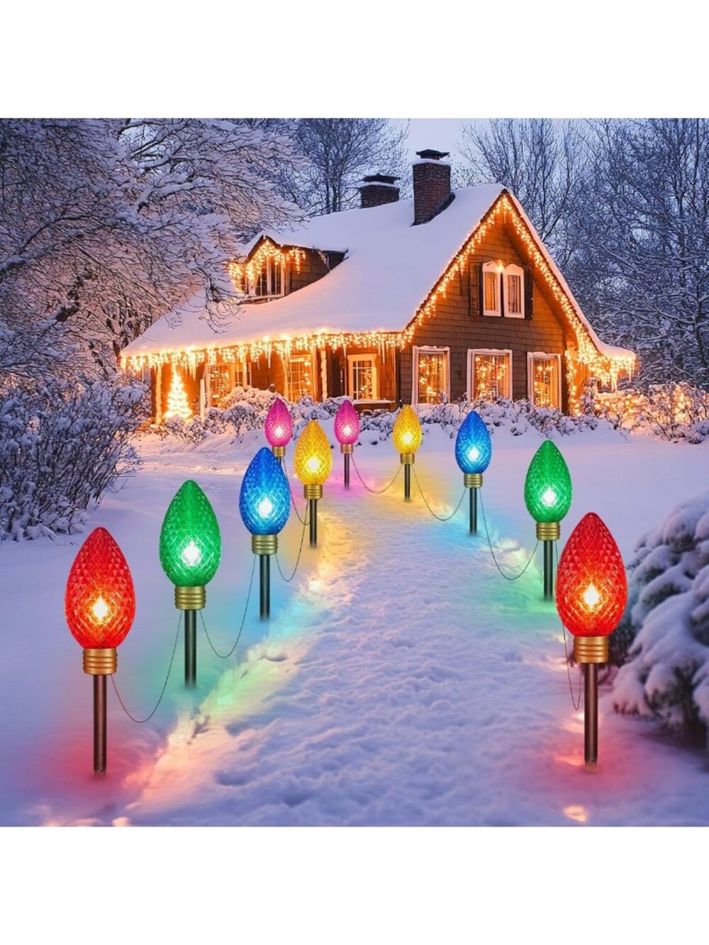 Super Jumbo Strawberry Christmas Lights Outdoor, 2 Pack, 22FT String Lights